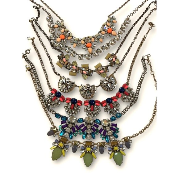 J.Crew Jewelry Lot 10 Pieces Swarovski Rhinestone Statement Necklaces Earrings & - Picture 2 of 16